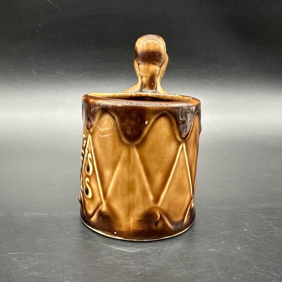 Vintage The Big Chiefs Cigars Pen Holder Planter 40s Ceramic GS Brown Organizer - Picture 5 of 11